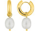 Boucles d'oreilles créoles acier doré & perles Stepec - 435567