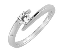 Bague solitaire or blanc diamant synthétique Diamanti 0,30 carat
