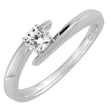 Bague solitaire or blanc diamant synthétique Diamanti 0,30 carat