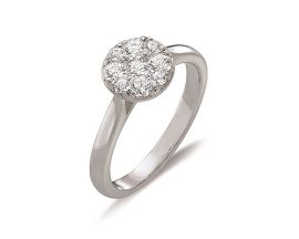 Bague or centre rond & diamant(s) 0,54 carat