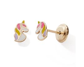 Boucles d'oreilles licorne boutons or Stepec - nBBOIOv