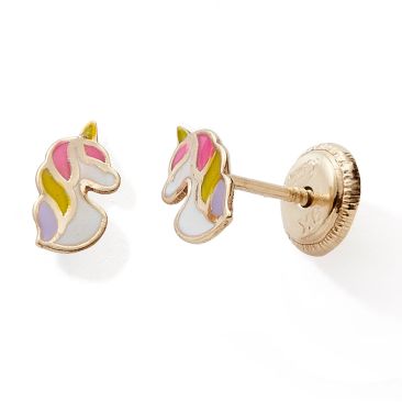 Boucles d'oreilles licorne boutons or Stepec - nBBOIOv
