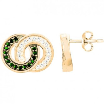 Boucles d'oreilles boutons plaqué or et oxydes Phebus - 76400430