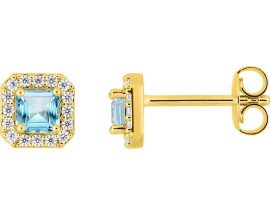 Boucles d'oreilles boutons plaqué or et oxydes - 135101.6