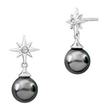 Boucles d'oreilles pendants argent, perle(s) de Tahiti & diamant(s) Iza B - FEZ22E002HP