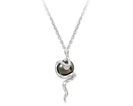 Collier serpent argent, perle(s) de Tahiti & diamant(s) Iza B - FEZ22N009HP