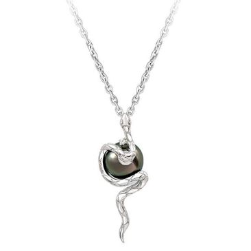 Collier serpent argent, perle(s) de Tahiti & diamant(s) Iza B - FEZ22N009HP