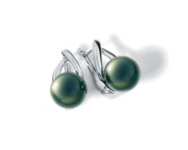 Boucles d'oreilles boutons argent & perle(s) de Tahiti Iza B - SV-007-BO
