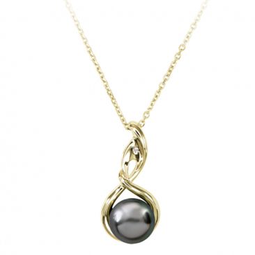 Collier argent doré, perle(s) de Tahiti & diamant(s) Iza B - VFEZ16N005HP