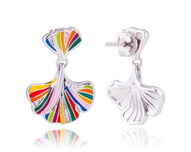 Boucles d'oreilles ginkgo pendants argent Una Storia - BO121226