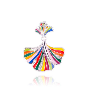 Pendentif ginkgo argent et oxydes Una Storia - BQ121226