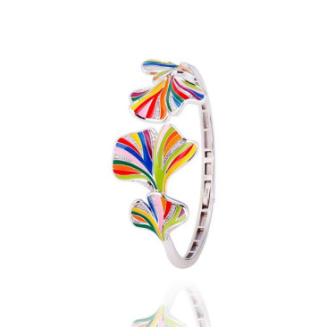 Bracelet rigide argent oxydes ginkgo Una Storia - JO121226