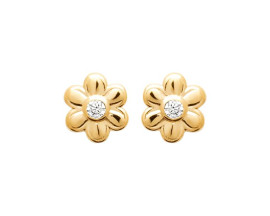 Boucles d'oreilles boutons fleurs plaqué or oxydes Stepec - IJPSTJBP