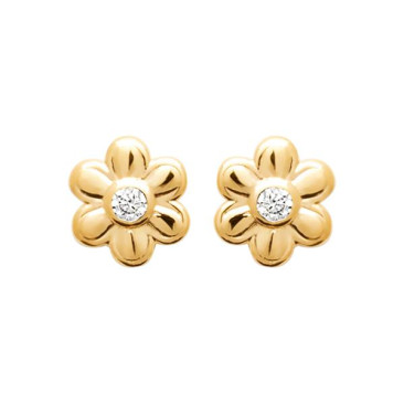 Boucles d'oreilles boutons fleurs plaqué or oxydes Stepec - IJPSTJBP