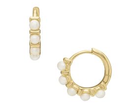 Boucles d'oreilles créoles argent doré perles Jourdan - AJF330006E