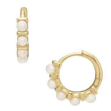 Boucles d'oreilles créoles argent doré perles Jourdan - AJF330006E