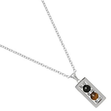 Collier acier & oeil de tigre Jourdan - JH100023N
