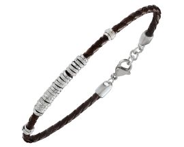 Bracelet acier & cuir Jourdan - JH150214B