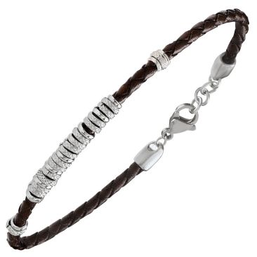 Bracelet acier & cuir Jourdan - JH150214B
