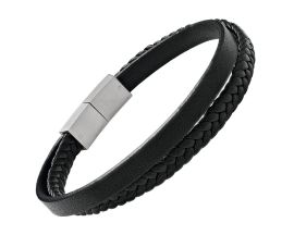 Bracelet homme cuir, perles & acier Jourdan - JH340013B