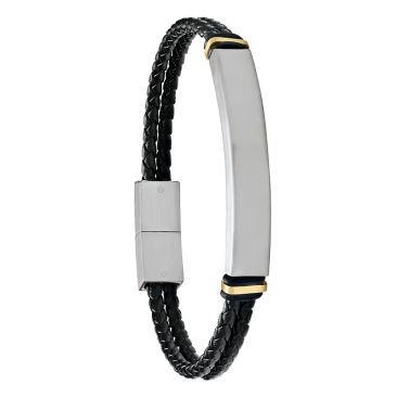 Bracelet homme cuir & acier Jourdan - JH340004B