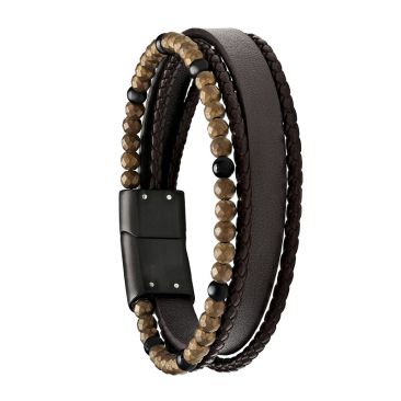 Bracelet homme cuir & acier Jourdan - JH340007B