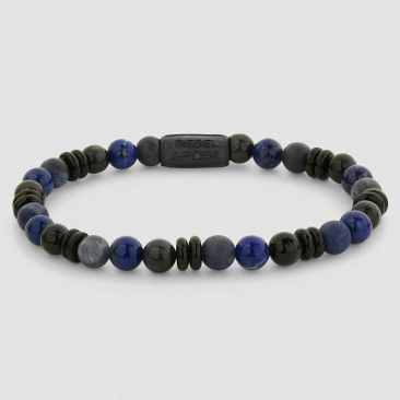 Bracelet perles Rebel & Rose Black Series Mix Blue 6 mm - RR-60148-B