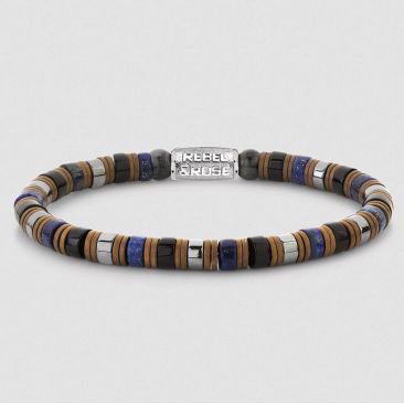 Bracelet perles Rebel & Rose Slices Mixed Blue 6 mm - RR-60149-S