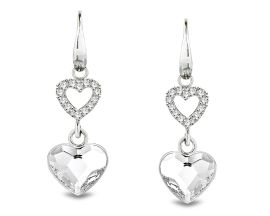 Boucles d'oreilles pendants coeurs argent et cristal Spark - A0599W