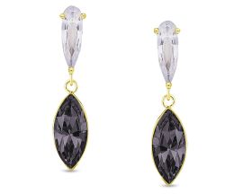 Boucles d'oreilles pendants argent doré et cristal Spark - G0590GR