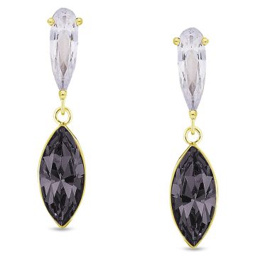 Boucles d'oreilles pendants argent doré et cristal Spark - G0590GR