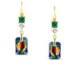 Boucles d'oreilles pendants argent doré et cristal Spark - G0596ND