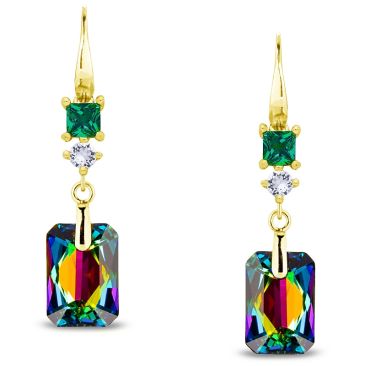 Boucles d'oreilles pendants argent doré et cristal Spark - G0596ND