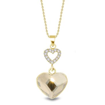 Collier coeur argent doré et cristal Spark - G0600C