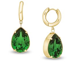 Boucles d'oreilles pendants acier doré et cristal Spark - SG021MJG