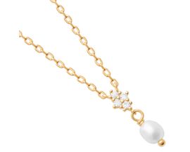 Collier plaqué or, perle & oxydes - ESOBOEOU