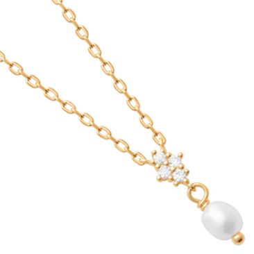 Collier plaqué or, perle & oxydes - ESOBOEOU