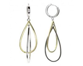 Boucles d'oreilles pendantes argent bicolore LINEARGENT - 17940-A