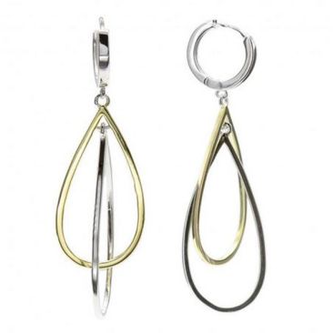 Boucles d'oreilles pendantes argent bicolore LINEARGENT - 17940-A