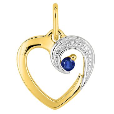 Pendentif coeur or saphir(s) - P95S