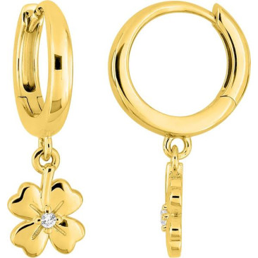 Boucles d'oreilles créoles trèfle plaqué or & oxydes Stepec - 135A17.1