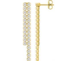 Boucles d'oreilles pendantes plaqué or & oxydes Stepec - 135A49.1