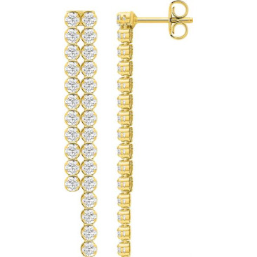 Boucles d'oreilles pendantes plaqué or & oxydes Stepec - 135A49.1