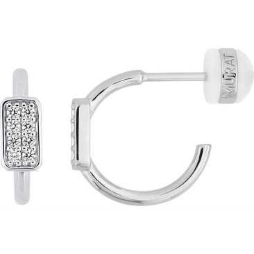 Boucles d'oreilles demi-créoles argent & oxydes Murat Paris - 305006.1