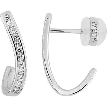 Boucles d'oreilles demi- créoles argent & oxydes Murat Paris - 305328.1