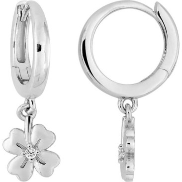 Boucles d'oreilles créoles trèfle argent & oxydes Stepec - 335A17.1