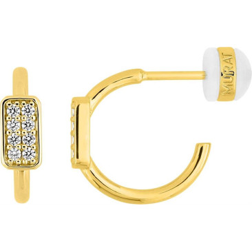 Boucles d'oreilles demi-créoles argent doré & oxydes Murat Paris - Y05006.1