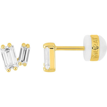 Boucles d'oreilles argent doré & oxydes Murat Paris - Y05060.1