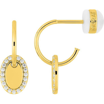 Boucles d'oreilles demi-créoles argent doré & oxydes Murat Paris - Y05116.1