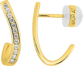 Boucles d'oreilles demi- créoles argent doré & oxydes Murat Paris - Y05328.1